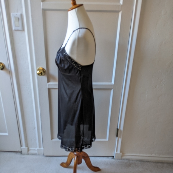 VTG Vanity Fair 70's black full slip with lace bustier size 34 - Picture 7 of 8